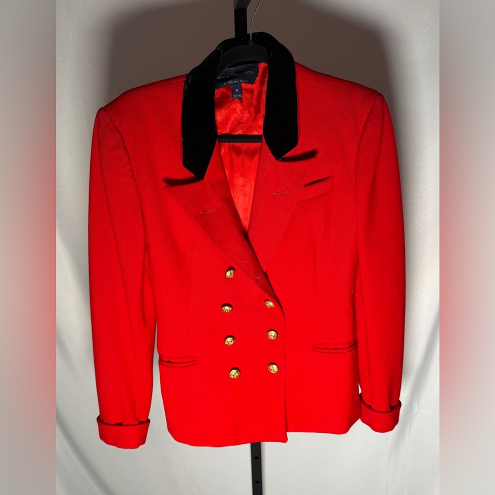 Ralph Lauren Red Blazer with Black Collar